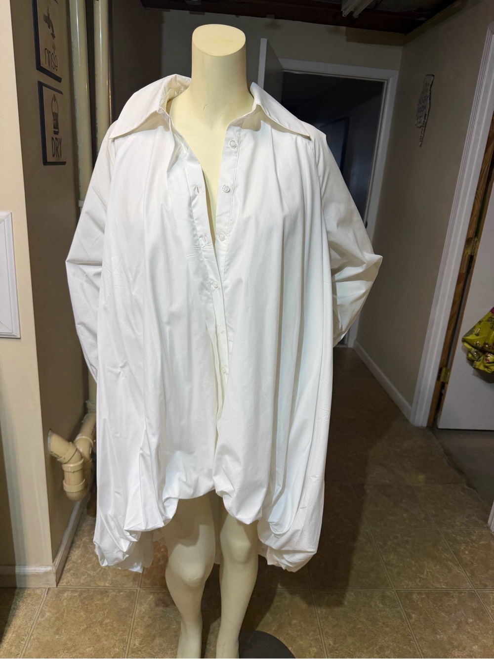 AKIRA Women's White Oversized Button-Down Shirt Dress